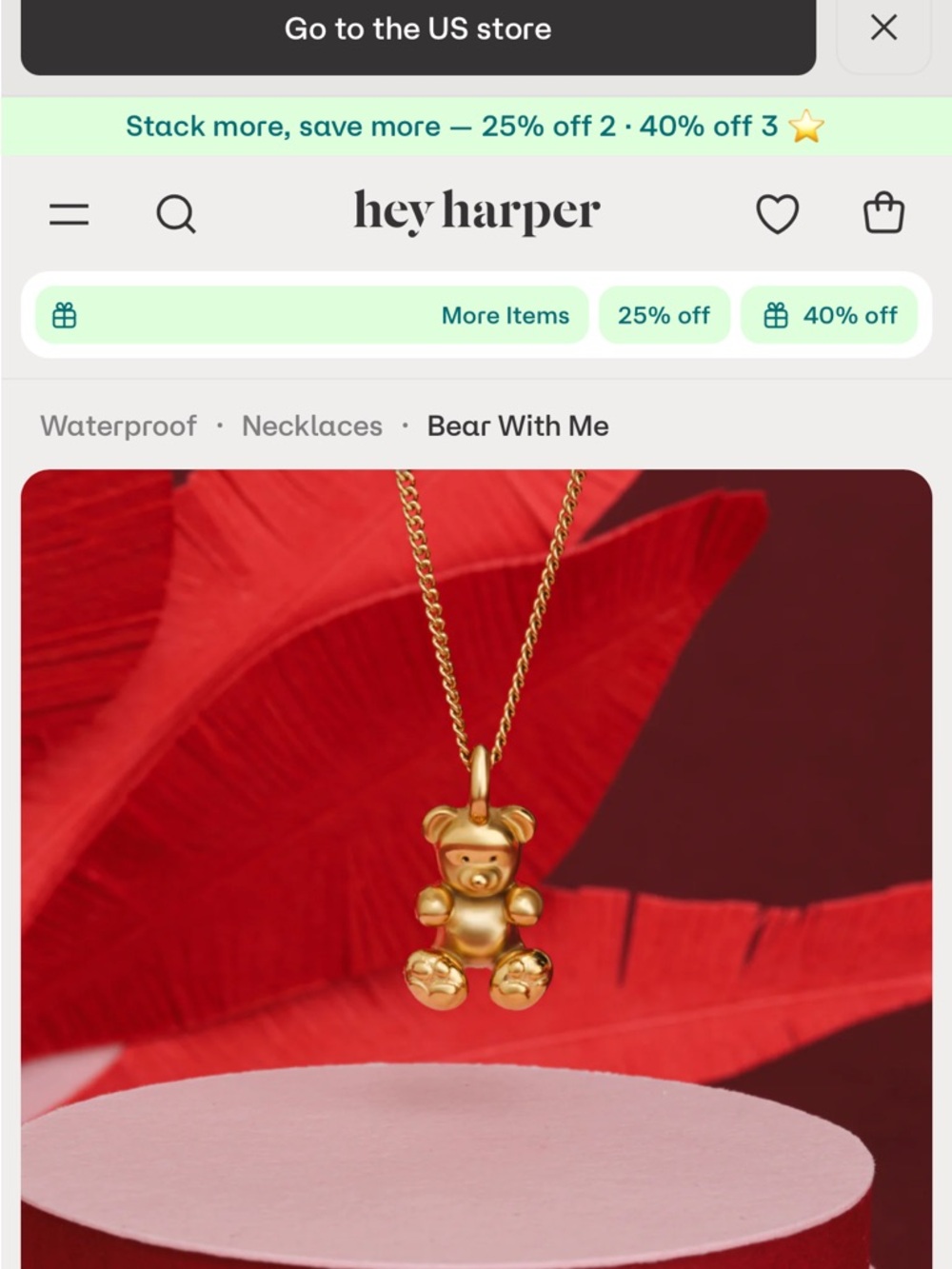hey harper Gold 'Bear With Me' Teddy Pendant Necklace